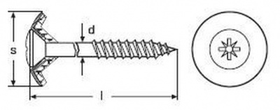 4.5x45 Raised countersunk chipboard screw full thread PZ A2+sealing washers Art:9067/2-2-0
