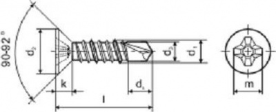 3.9x25 Screw for window steel stiffeners MVZ-B WHITE ZINC